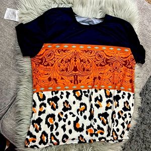 Western leather tooled looking shirt